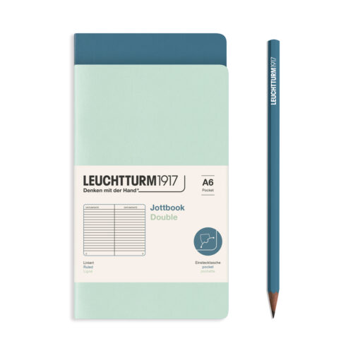jottbook A6 mint green and stone blue pack of 2 ruled by Leuchtturm1917