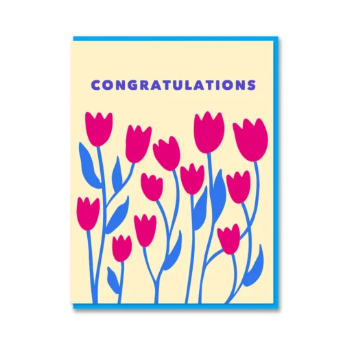 pink tulips congratulations card by 1973