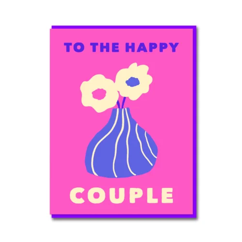 peonies stripey vase happy couple card by 1973