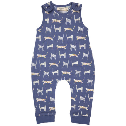 Cat playsuit blue by pigeon organics AW25