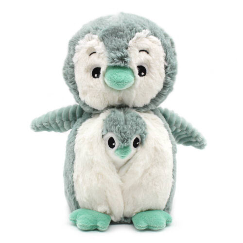 Les ptipotos Poppy the penguin mum and baby mint by les deglingos