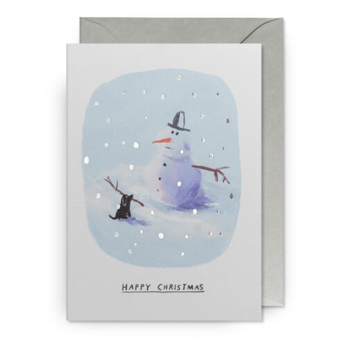 snowman and dog card by lagom