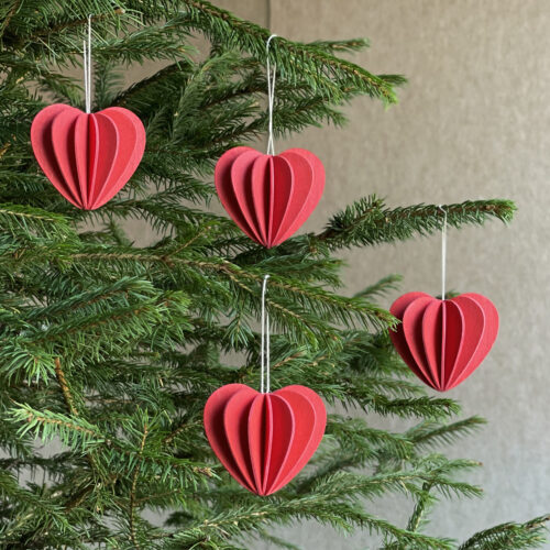 kit of 4 Lovi hearts 6.8 cm bright red