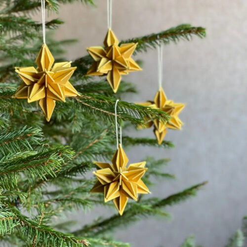 Pack of 4 Lovi stars 7 cm honey yellow