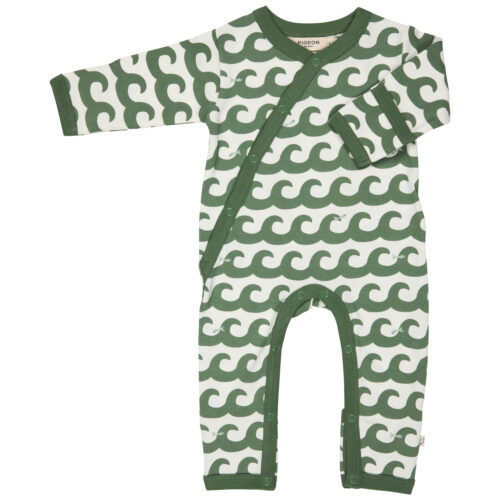 Kimono romper waves green by pigeon organics SS26