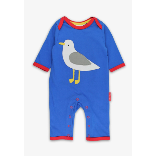 Organic applique seagull harbour blue sleepsuit by toby tiger